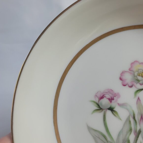 FOUR Mikado Harmony Coupe Soup Bowls Cream Rim Pink Floral Center - Picture 8 of 15